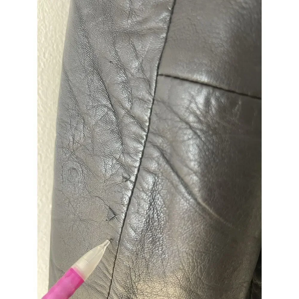 Knoles & Carter Genuine Leather Vintage Style Leather Zip Up Coat Size Small